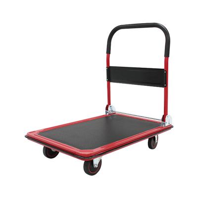 China Factory 300kg Easy To Fold Convenient To Use Hand Trolley Four Wheel Steel Trolley for sale