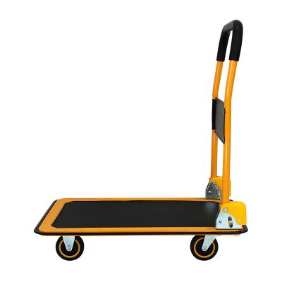 China OEM Sales Tools 300kg China High Cart Platform Yellow Hand Truck For Handling for sale