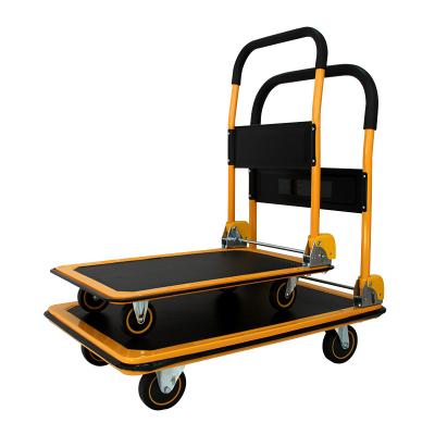 China Tools 300kg Thick Handle Tube Big Wheel Platform Hand Trolley Truck 91cm*61cm*87cm for sale