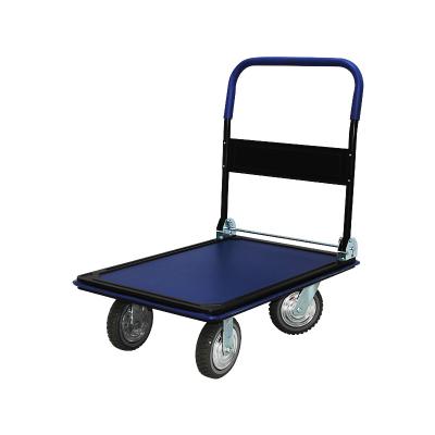 China Tools 350KG 91*61*98cm Blue And Black Four Wheel Hand Handing Heavy Duty Carts for sale