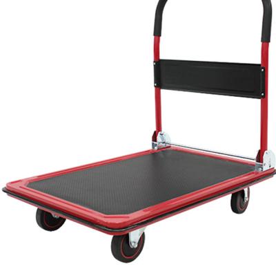 China Tools Wholesale Industrial Plastic Foldable Warehouse Trolley 300kg Loading Capacity Platform Trolley for sale