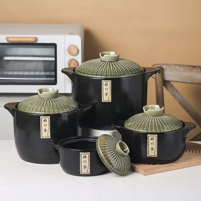 China Sustainable High Quality Ceramic Soup Cookware and Stock Pots Cooking Pot Casserole Set Insulated Food Warmer for sale