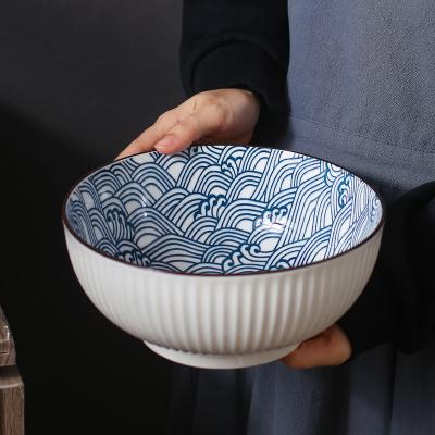 China 2022 Viable Hot Selling Large Ceramic Bowl 8 Inch For Noggin Soup Bowl Porcelain Japanese Style Ceramic Bowls for sale