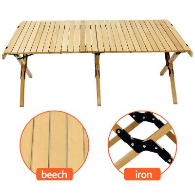 China OEM High Quality Wooden Triangle Camping Furniture Durable Bamboo Chair Table Picnic Tables Camping Kitchen Table for sale