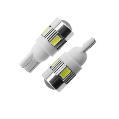 China Hot Selling 6 SMD Lens 12V 24V W5W Bombilla Width Light T10 5630 Led T10 LED Auto Bulbs Caro for sale