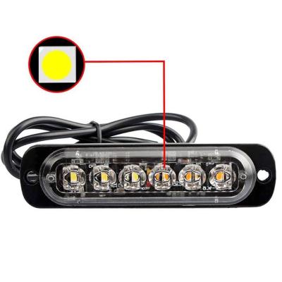 China Aluminum Hot Sale 6LED Car Strobe Warning Light Grill Aluminum LED Beacon Lamp Side Light for sale