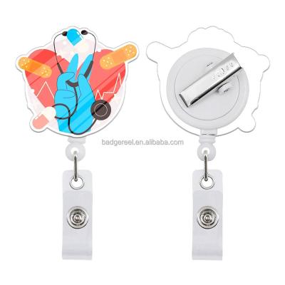 China High Quality Nurse Nurse Retractable Id Badge Reel Card Holder Acrylic Yo-Yo Puller ID Badge Reel Wholesale Custom Logo for sale