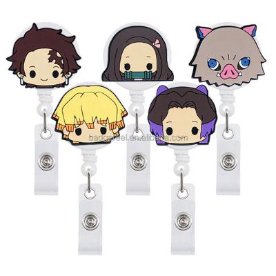 China Wholesale Custom Logo School/Nurse 3d PVC Cartoon Character Anime Character Soft Retractable Cute Reel With Card Holders for sale