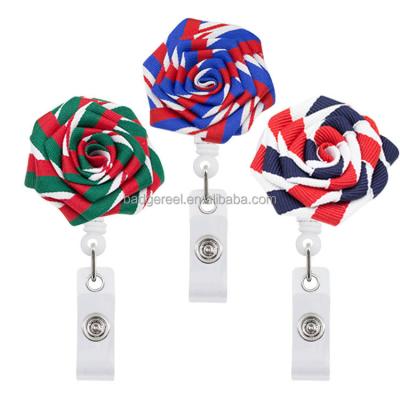 China Desktop Flower with Custom Logo and Color Retractable Badge String Badge Reel Two Color Reel Card Holder Yo-Yo Key Retractable Reel for sale