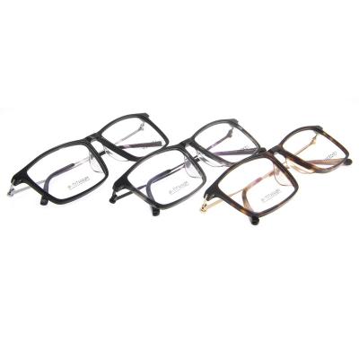 China Lamination On Tip Mens Stylish Square Acetate Frames With Metal Temple And Lamination Tip for sale