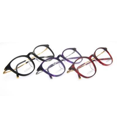 China Metal Temple and Tip Lady Retro Eyewear Classical Acetate Oval Frames with Metal Temple and Metal Tip for sale