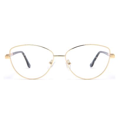 China Lamination On Temple Promotional Top Quality Large Frame Glasses Fashion Metal Frame Optical for sale