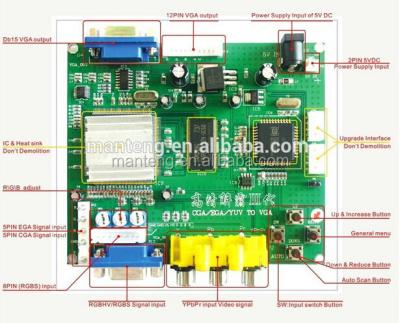 China CGA/EGA to VGA converter board with 1 VGA ourput MT-PB89 for sale