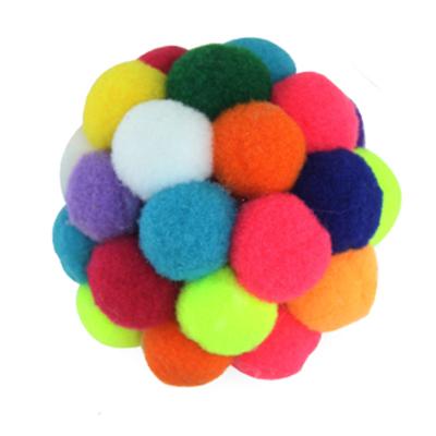 China New Arrival Pet Plush Bell Ball Interactive Toy Ball Colorful Safe Stocked Cat Dog Toy Ball for sale