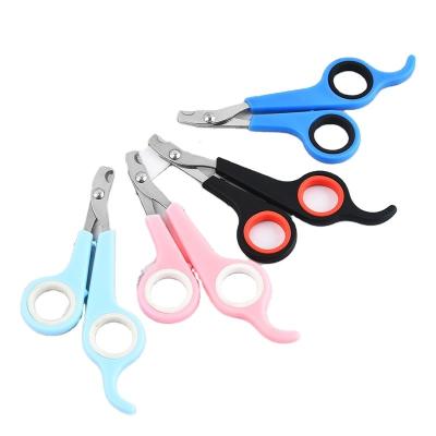 China Multicolor Stocked Dog Cat Nail Trimmer Professional Cutter Stainless Steel Grooming Scissors for sale