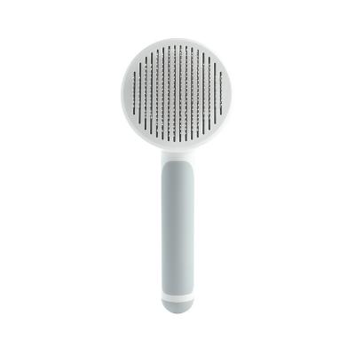 China Good Quality Plastic Rubber Self-cleaning Pet Stocked Cheap Price Round Rose Pet Grooming Brush for sale