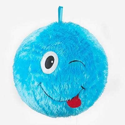 China Toy Fuzz Happy And Ugly Inflatable Faced Plush Toy Ball Inflatable Bouncing Fabric PVC Ball for sale