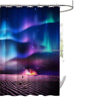 China Sustainable Shower Curtain Qjmax Eva 3d Bag Customized China Style Fabric Packing Hooks Card Modern Plastic for sale