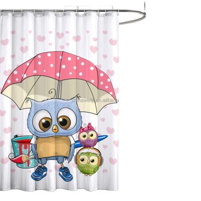 China Sustainable Shower Curtain Qjmax Eva 3d Bag Customized China Style Fabric Packing Hooks Card Modern Plastic for sale