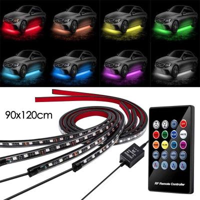 China For All Cars Underglow Wireless Remote Control Car Lights Exterior RGB Colors Car LED Underbody Strip Lights for sale