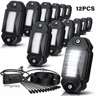 China Waterproof IP 68 High Power 12 LED Pods Rock Lights Kit For Car Truck Etc Boat Etc Underbody Rock Light Off Road Truck ATV UTV RZR Motorcycle LED for sale