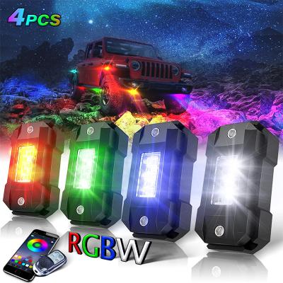 China The high quality rock of the boat etc. Off Road Truck ATV UTV RZR Motorcycle LED Lights RGBW Brake Light Kit 4 Pods LED Underbody Light for Boat etc. car truck for sale