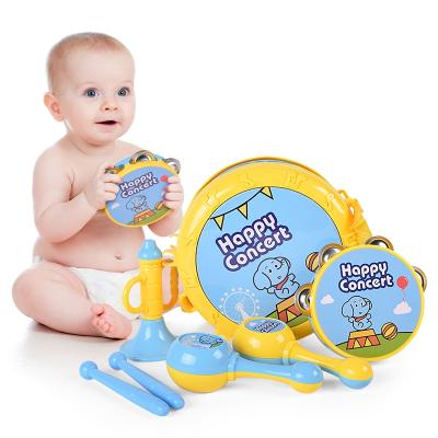 China 5Pcs Cartoon Toy Children Drum Trumpet Toy Musical Instrument Kit Sand Hammers Early Educational Toys Baby Claps Music Toy Gift For Kids for sale