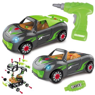 China Educational Toys Simulation Vehicle DIY Open Door Super First Learning Race Car Assembly Toy With Light for sale