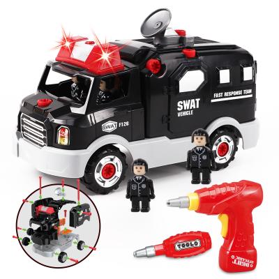 China Early Learning Educational Toys Factory Sale DIY STEM Building Toys Police Race Car Collect Toy Car for sale