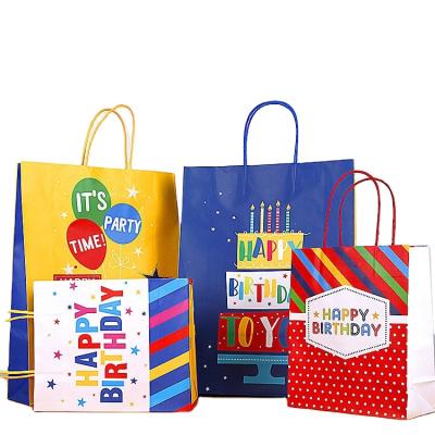 China Recyclable Custom Colorful Cheap Shopping Paper Bag Happy Birthday Gift Bags With Logo Packaging for sale