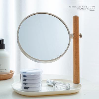 China Natural Bamboo Easy Cosmetic Mirror Storage Makeup Mirror Magnifying Magnifying Tray for sale