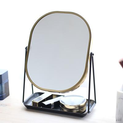 China 1x And 3X Sided Double Sided Makeup Mirror Cosmetic Mirror Storage Mirror Table With Black Tray Beauty Mirror for sale