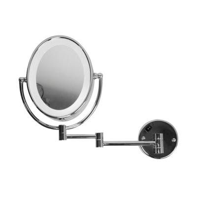 China 2-Face 2021 New Item 2-Face Round 5x Wall Mount Bathroom Magnifying Makeup Led Light Mirror for sale