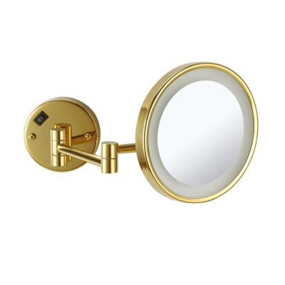 中国 High Class Wall Mounted Scope Wall Mirror LED Mirror Gold Color Make Up Mirror 販売のため