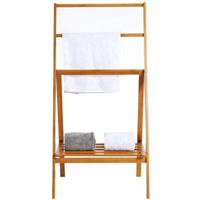 China High Quality Household Fashion Bathroom 3 Tier Towel Rack Wooden Free Standing Bamboo Towel Holder for sale