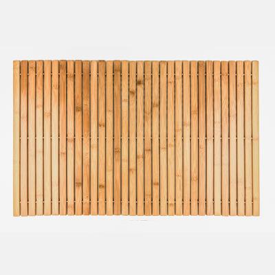 China Eco-friendly Natural Bamboo Anti Slip Bath Mats Waterproof Wooden Bathroom Mat Hotel Non Slip Bamboo Bath Mat for sale