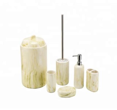 China New Product Sustainable Green Ceramic Nature Bathroom Set Accessories Bath Accessories for sale