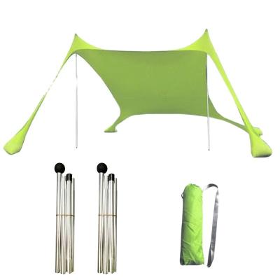 China Diagonal Tying Type Foerstine UPF 50+ Light Umbrella Pop Up Beach Tent Beach Sun Shade With Sandbag Anchors And Pegs Beach Sun Shelter Canopy for sale