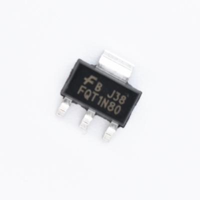 China FQT1N80 FQT1N80TF SOT223 N channel 800V 200mA standard MOS transistor chip, original FQT1N80TF for sale