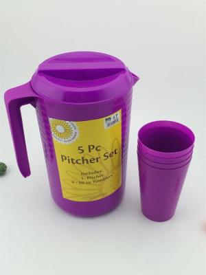 China Plastic Water Jug plastic pitcher plastic jug set Plastic Jug with cups and tray for sale