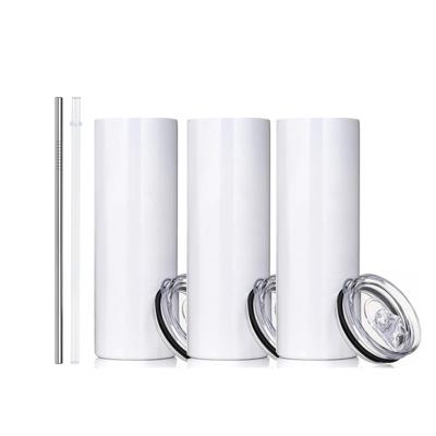 China Viable USA Stocked Double Wall Stainless Steel 20oz 30oz Insulated Straight Slim Mug Sublimation Blanks White Tumblers for sale