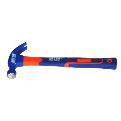 China USA and British Style 8oz 65% Fiberglass Grip High Quality Powder Coated Claw Hammer Patent Design for sale