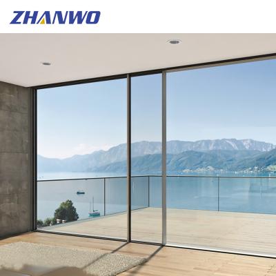 China 4 Panel Windproof Sliding Aluminum Frame Double Glass Sliding Door For Exterior for sale