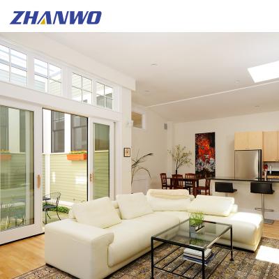 China Building Windproof Tempered Glass Frame Aluminum Alloy Double Sliding Doors for sale