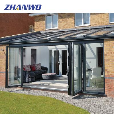 China Waterproof + Sound Insulation Indoor Aluminum Alloy Folding Outdoor Patio Door Sun Room Glass Door for sale