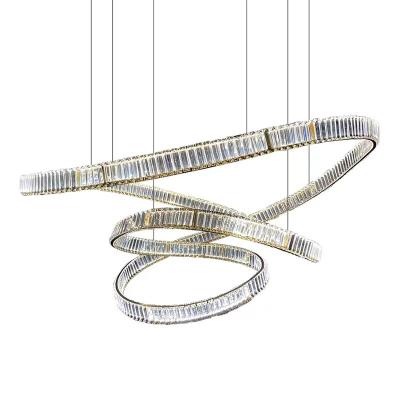 China Ring Decorative Led Crystal Pendant Minimalist Modern Chandelier Designer Luxury Villa Living Room Lighting for sale