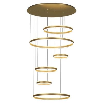 China Gold simple design home decorative circle living room simple design restaurant chandeliers modern minimalist hanging led ceiling light for sale