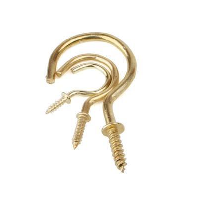 China Low Price Sale Supply Binding Cup Hooks Screw Eye Wood Hooks Screw With Brass Plate for sale