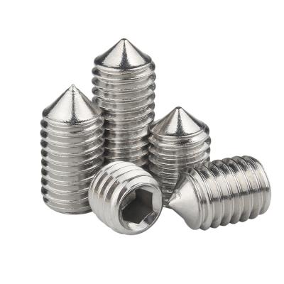 China HEX SS304 SS316 Stainless Steel Hex Socket Cone Point Worm Set Screw DIN914 for sale