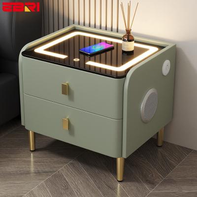 China Convertible Glass Panel Accessories Wireless Charging Bedside Table Nightstand Bedroom Side Table Smart Accessories for sale